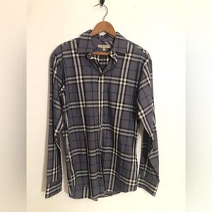 Burberry Brit Shirt Mens Small Blue Plaid Long Sleeve Button Down Nova Check